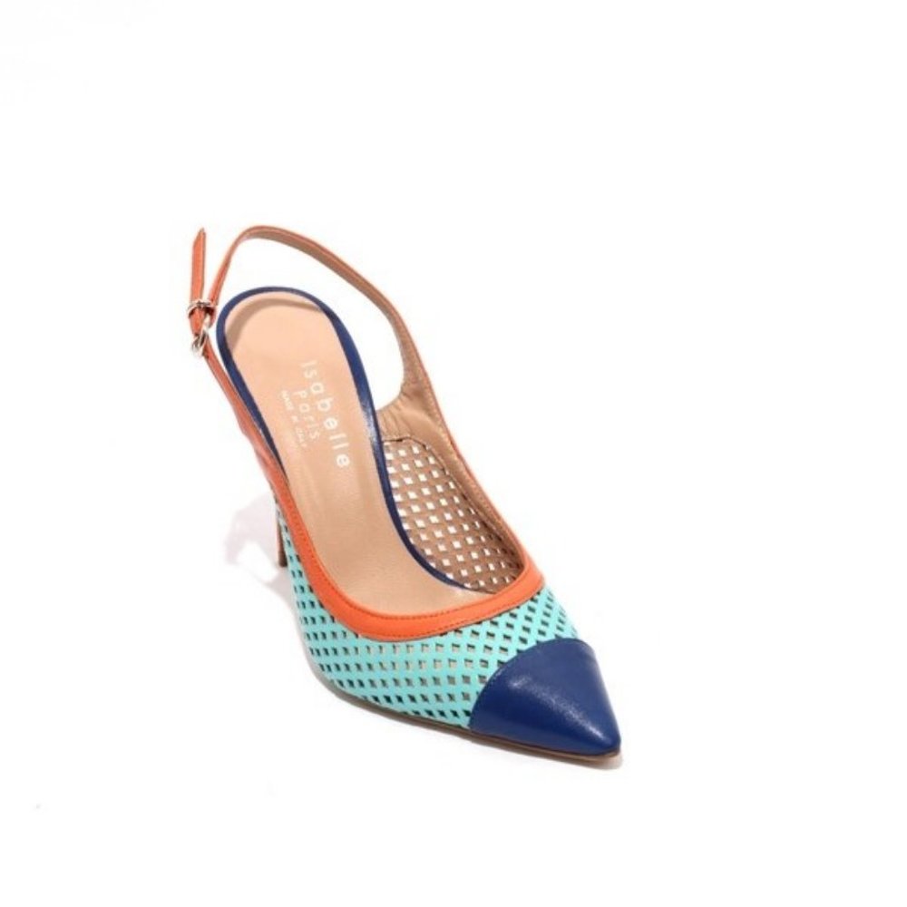 ITALIAN Multi-Color Leather Heel Slingbacks Pumps